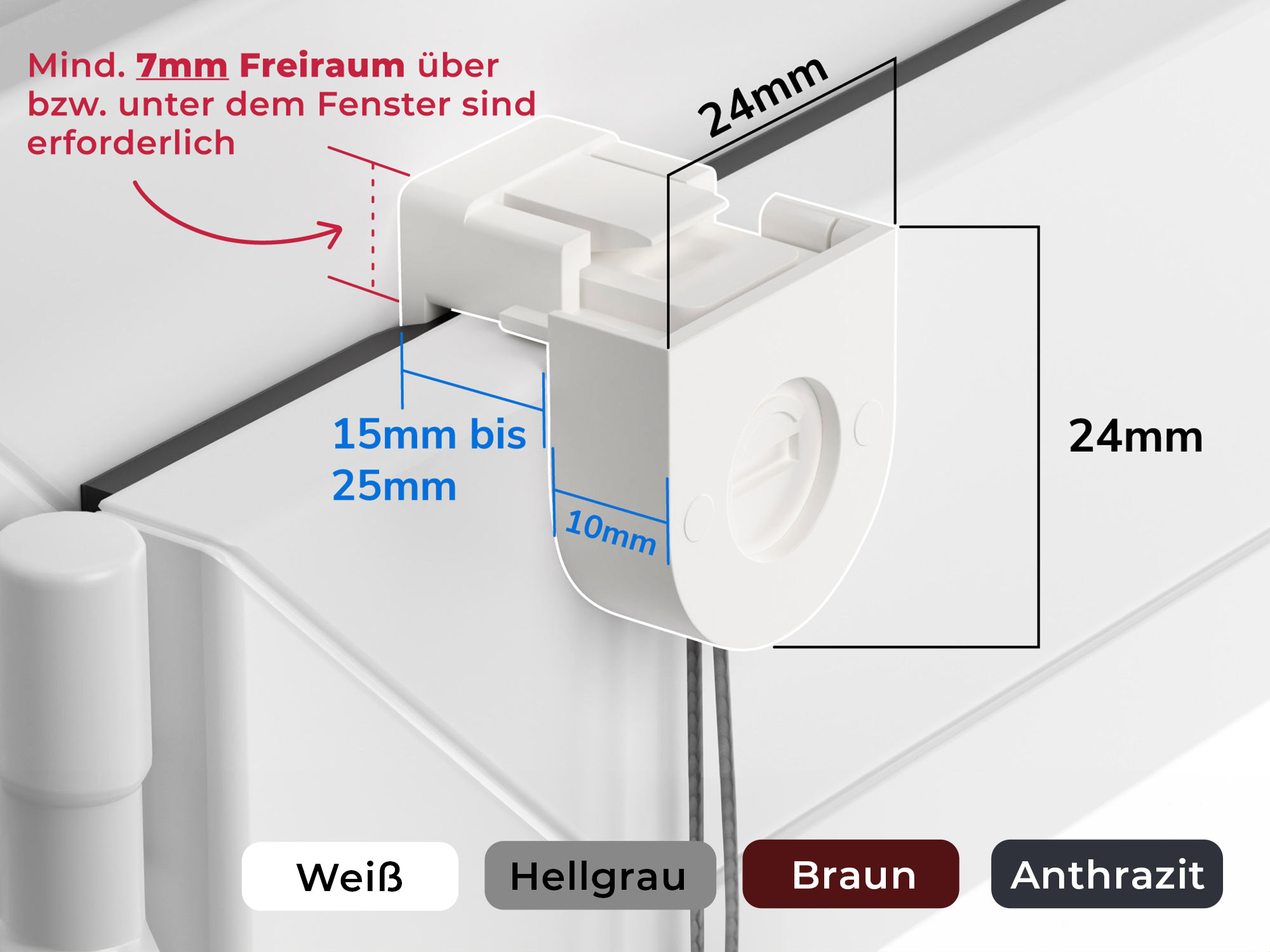 Mit flachen Kunststoff-Klemmhaltern