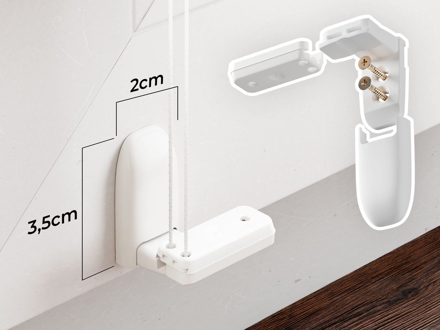 Mit Kunststoff-Haltern zum Anschrauben am Fensterflügel